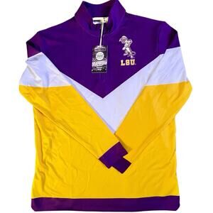LSU Tigers 19Nine Quarter Zip Pullover Jacket Purple Gold Men’s Large